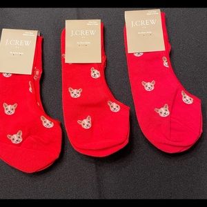 J. Crew French Bulldogs No-Show Socks (3 pair of socks w/ purchase)